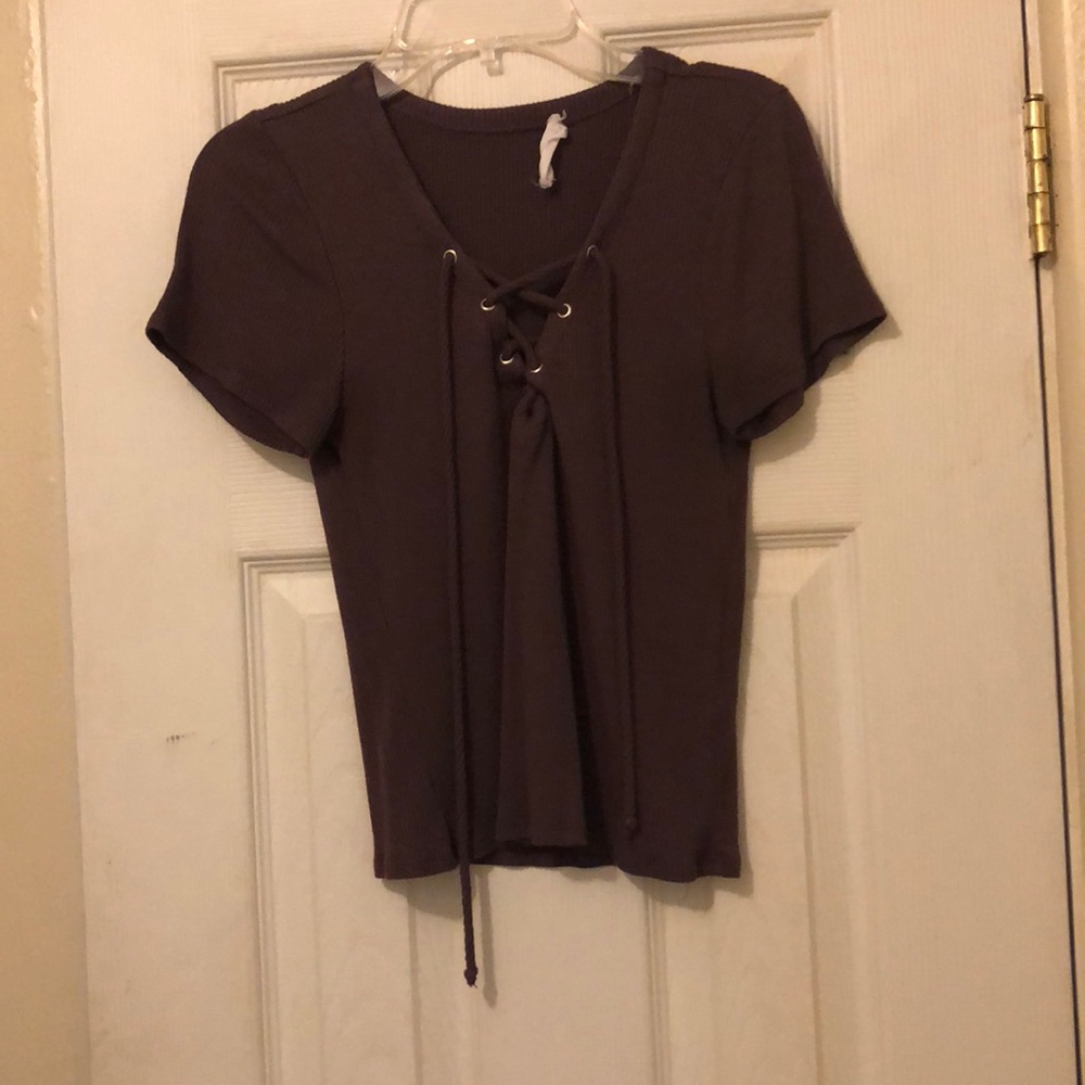 5/20 purple laced up crop top